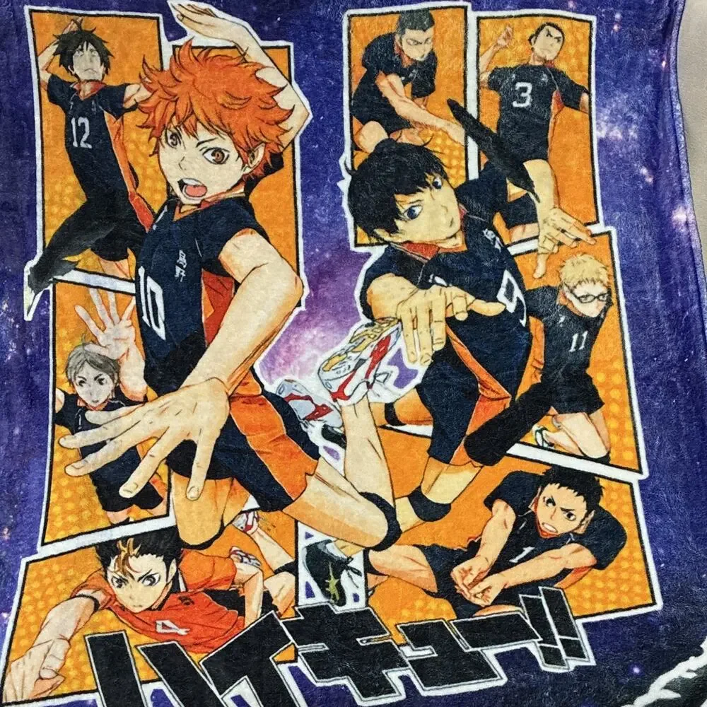 Haikyuu!! Anime Fleece Throw Blanket Karasuno Season 2 Panel Galaxy Blue